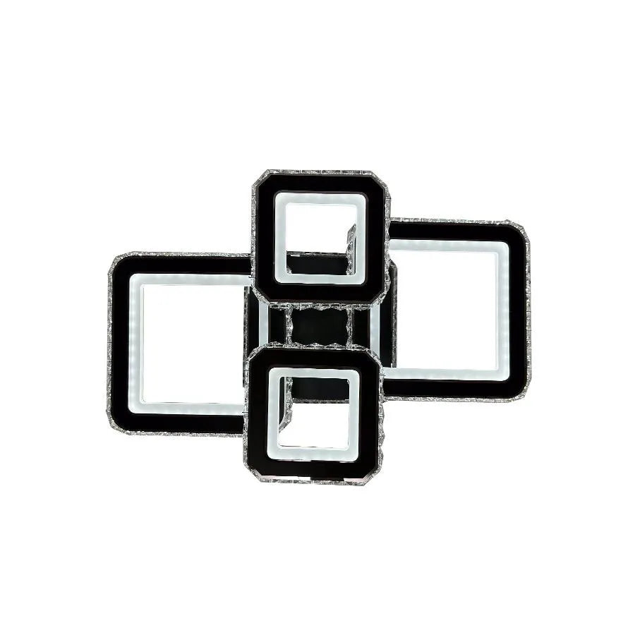LED chandelier with remote control and crystal BLAKELY RGB 154W, 4 Squares, Cold/Warm/Neutral light, Dimmable, Black Crystal LED Chandeliers Default Title Alessandro Design
