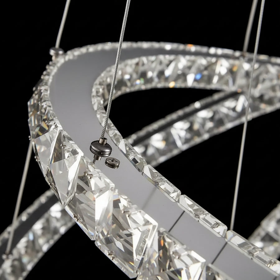LED Chandelier with Remote Control PRISM Luminis, Crystal and Metal, 210W, 4 Circles, Dimmable, Cold/Warm/Neutral Light, Luxurious Lighting LED Chandeliers with Remote Control Default Title Alessandro Design