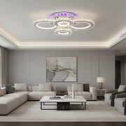 LED chandelier with remote control and crystal NOVA ROTONDA RGB 82W, 4 Circles, Cold/Warm/Neutral light, Dimmable, Chrome LED Chandeliers & Crystals Default Title Alessandro Design