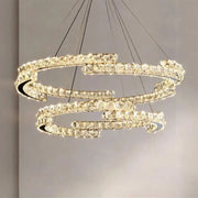 Suspended LED chandelier with remote control and crystal MIA LATIFAH 55W, 2 Circles, Cold/Warm/Neutral light, Dimmable, Shiny Chrome, Adjustable Height LED Chandeliers with Remote Control Default Title Alessandro Design