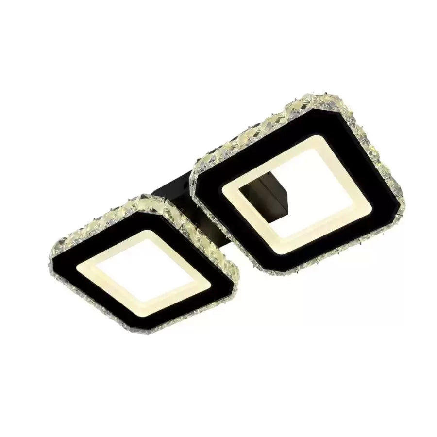 Crystal LED chandelier QUADRIS 41W, 2 Squares, Cold/Warm/Neutral light, Black Crystal LED Chandeliers Default Title Alessandro Design