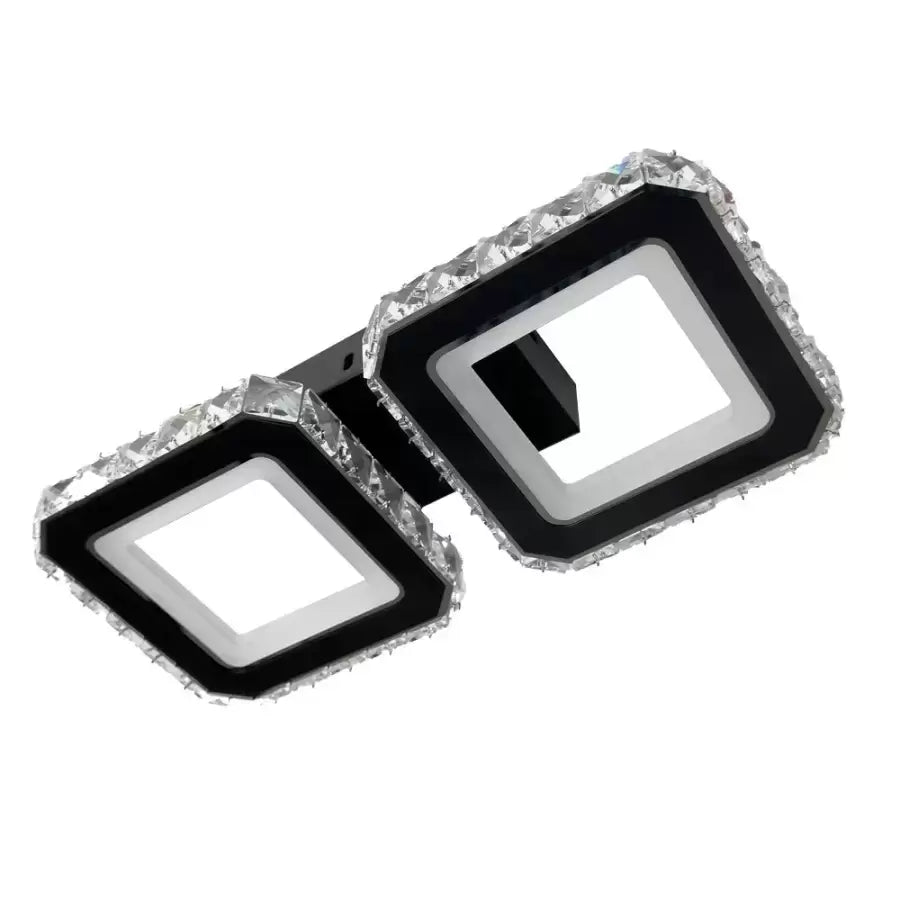 Crystal LED chandelier QUADRIS 41W, 2 Squares, Cold/Warm/Neutral light, Black Crystal LED Chandeliers Default Title Alessandro Design