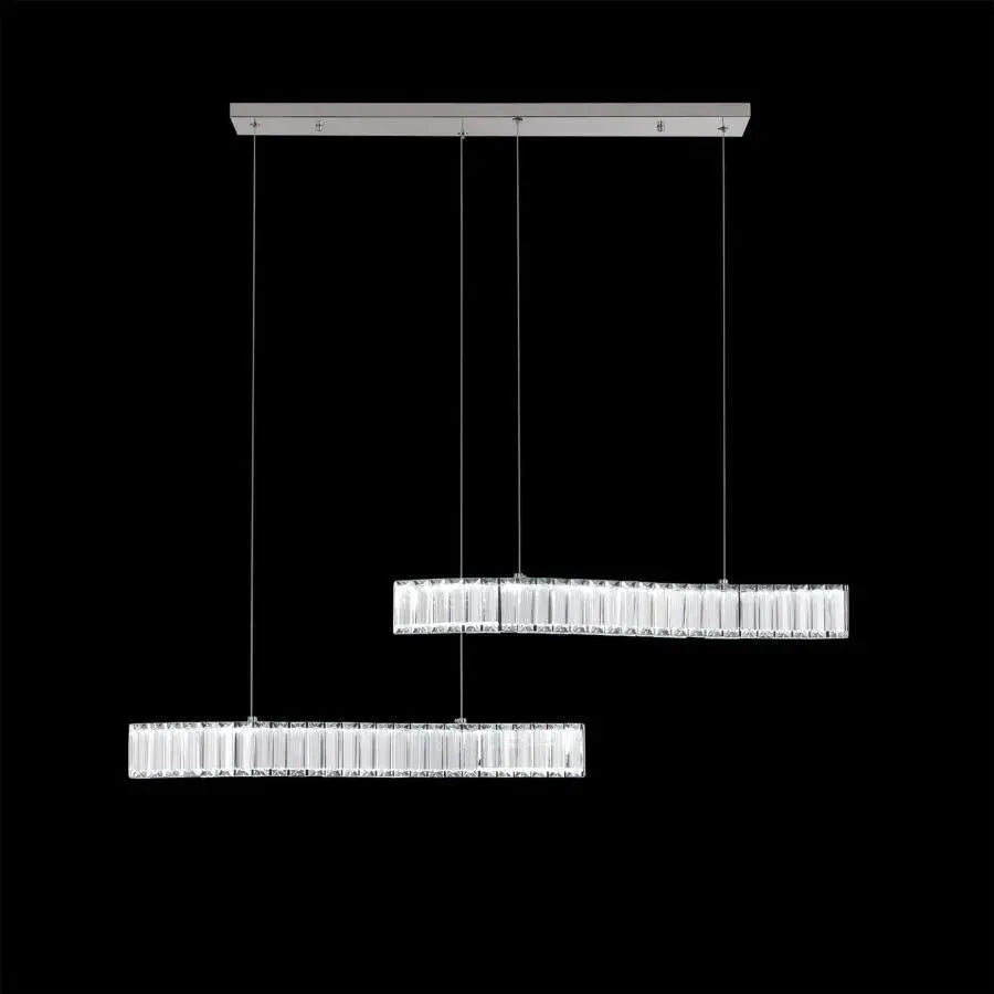 Suspended LED chandelier with remote control and crystal MERVE 24W, Cold/Warm/Neutral light, Dimmable, Shiny Chrome, Height Adjustable Crystal LED Chandeliers Default Title Alessandro Design