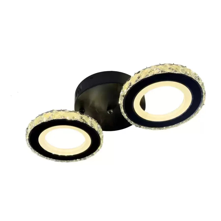LED chandelier with remote control and crystal NOVA ROTONDA 32W, 2 Circles, Cold/Warm/Neutral light, Dimmable, Black Crystal LED Chandeliers Default Title Alessandro Design