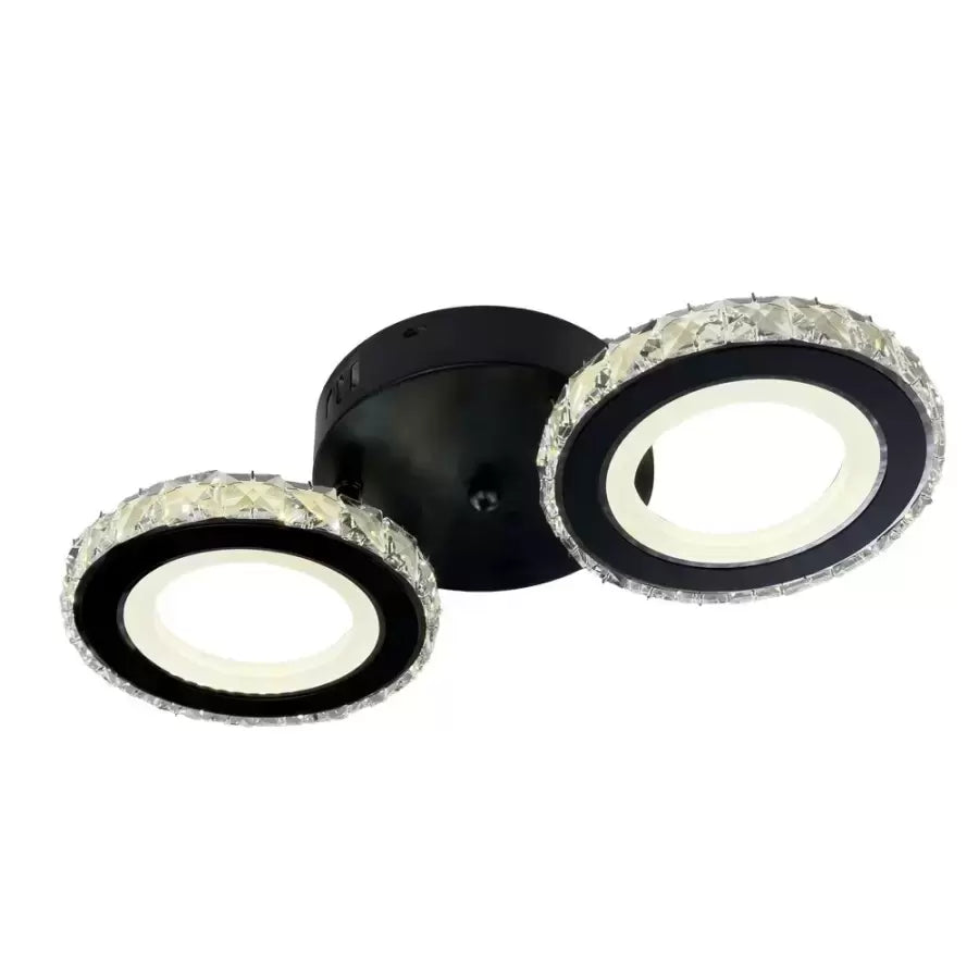 LED chandelier with remote control and crystal NOVA ROTONDA 32W, 2 Circles, Cold/Warm/Neutral light, Dimmable, Black Crystal LED Chandeliers Default Title Alessandro Design