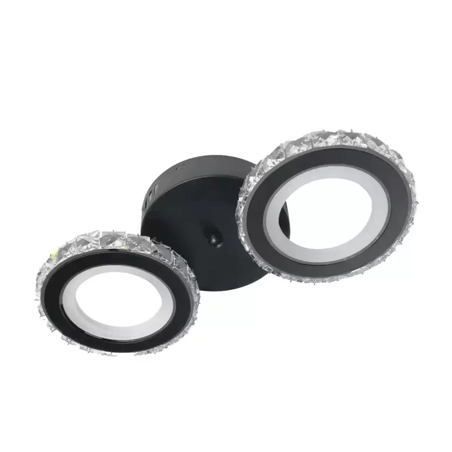 LED chandelier with remote control and crystal NOVA ROTONDA 32W, 2 Circles, Cold/Warm/Neutral light, Dimmable, Black Crystal LED Chandeliers Default Title Alessandro Design
