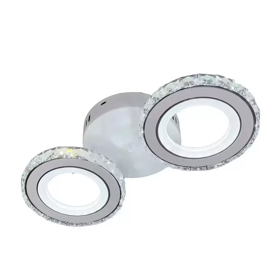 LED chandelier with remote control and crystal NOVA ROTONDA 34W, 2 Circles, Cold/Warm/Neutral light, White Crystal LED Chandeliers Default Title Alessandro Design