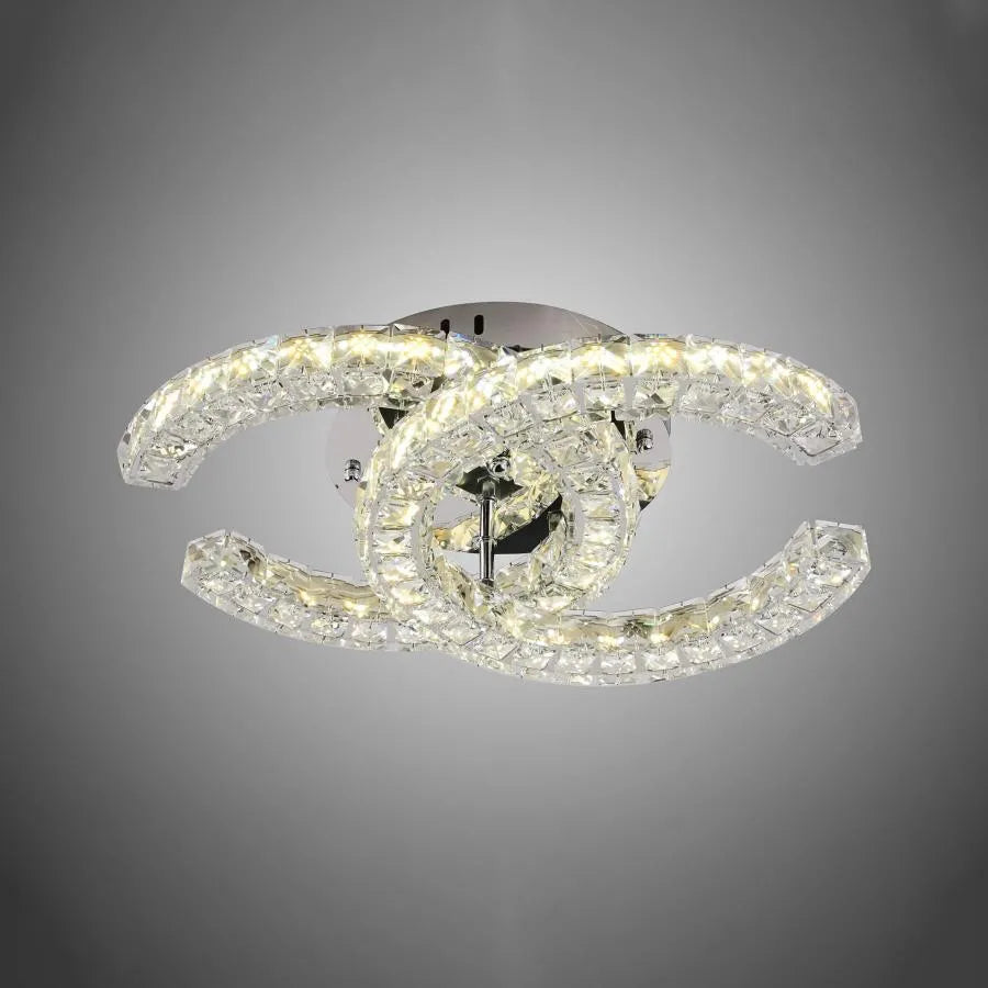 LED Chandelier with remote control and crystal SHIA 27.1W, 2 Circles, Cold/Warm/Neutral light, Dimmable, Shiny Chrome LED Chandeliers with Remote Control Default Title Alessandro Design