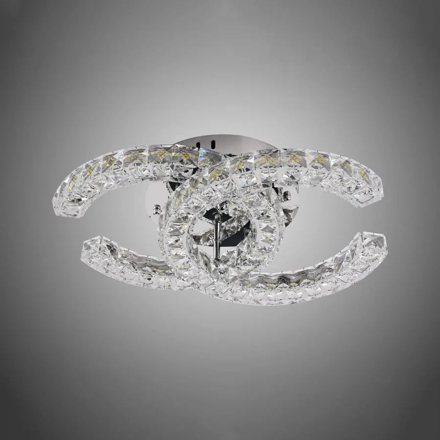 LED Chandelier with remote control and crystal SHIA 27.1W, 2 Circles, Cold/Warm/Neutral light, Dimmable, Shiny Chrome LED Chandeliers with Remote Control Default Title Alessandro Design