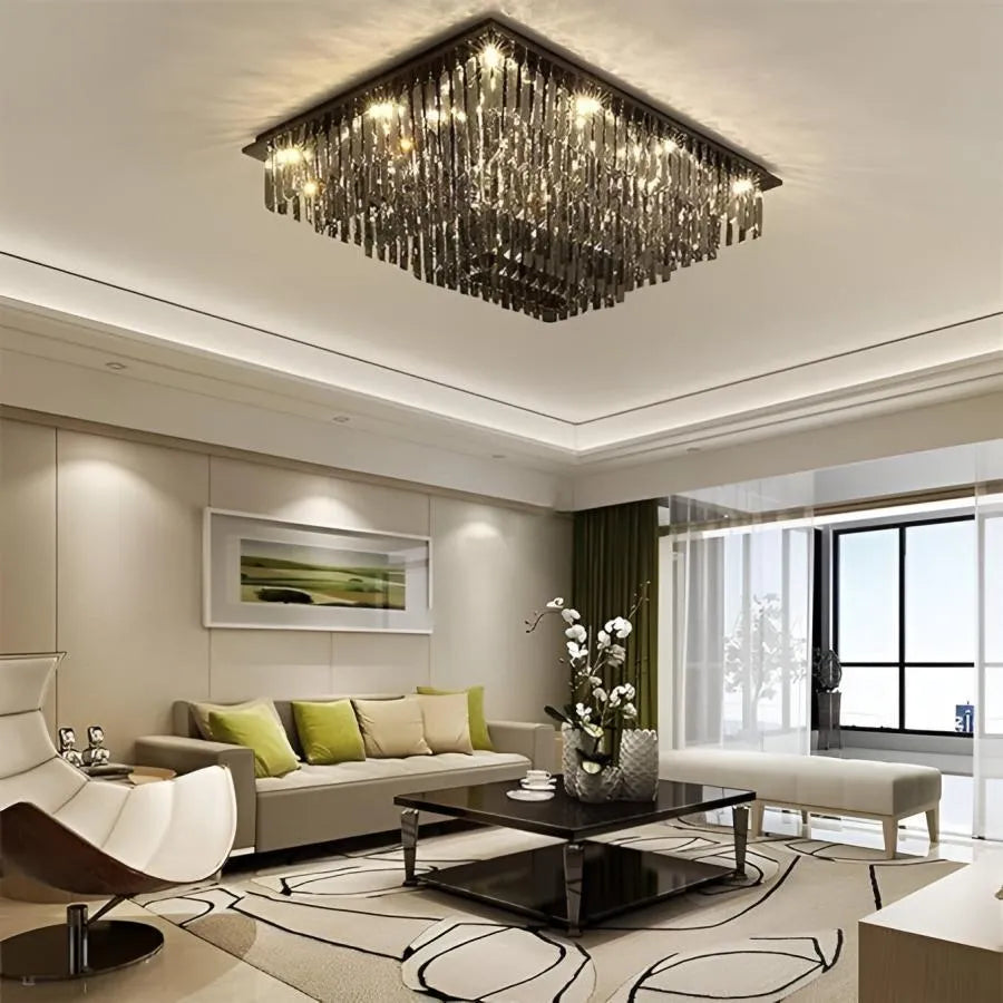 Crystal Chandelier, Brady, 14xE14, Rectangular, Gray Crystal Chandeliers Default Title Alessandro Design