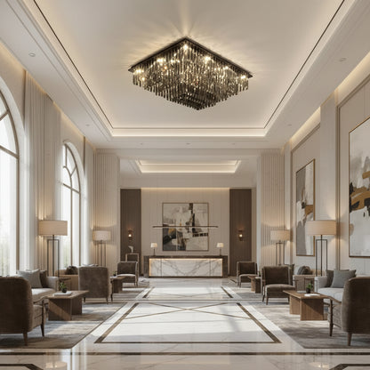 Crystal Chandelier, Brady, 14xE14, Rectangular, Gray Crystal Chandeliers Default Title Alessandro Design