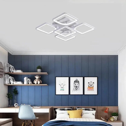 LED chandelier with remote control FELY 80W, 5 Squares, Cold/Warm/Neutral light, Dimmable, White LED chandelier with remote control Default Title Alessandro Design