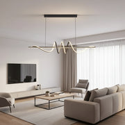 Suspended LED chandelier with remote control RIBBON 64W, Linear, Cold/Warm/Neutral light, Dimmable, Black, Height Adjustable LED Chandeliers with Remote Control Default Title Alessandro Design