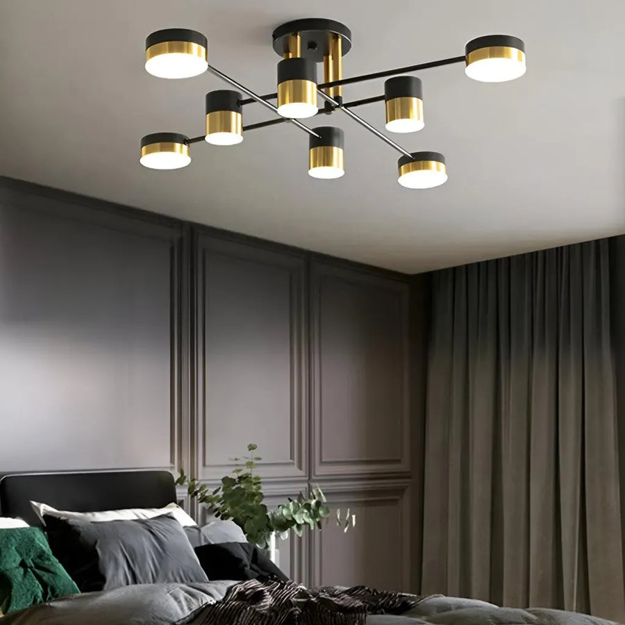 LED Chandelier with remote control JAYSON 57W, 8 Elements, Cold/Warm/Neutral light, Dimmable, Glossy Black Gold LED Chandeliers with Remote Control Default Title Alessandro Design