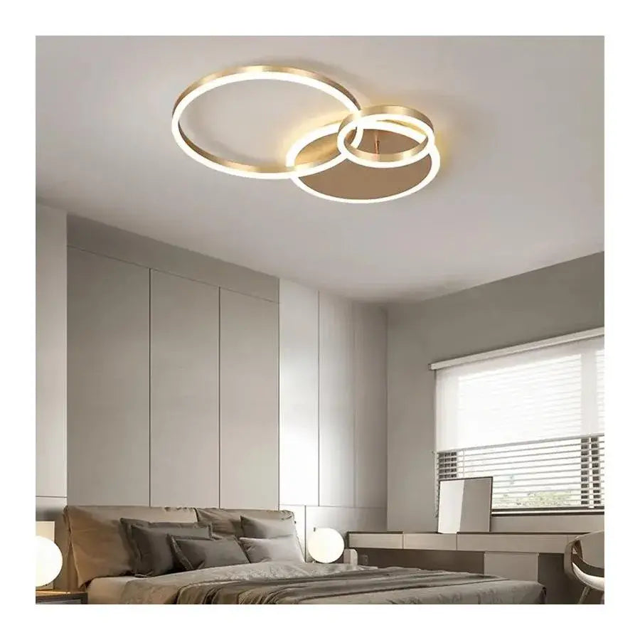 LED Chandelier with Remote Control MYRENE 110W, 2 Circles, Cold/Warm/Neutral Light, Dimmable, Gold LED Chandeliers with Remote Control Default Title Alessandro Design