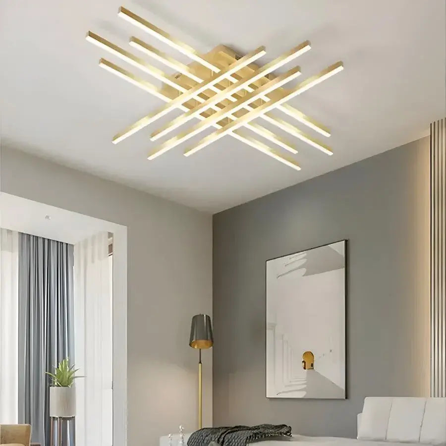 LED Chandelier with remote control MORA 160W, 8 Elements, Linear, Cold/Warm/Neutral light, Dimmable, Shiny Gold LED Chandeliers with Remote Control Default Title Alessandro Design
