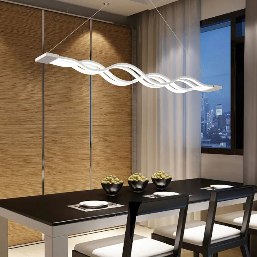 Suspended LED chandelier with remote control WAVE 89W, Linear, Cold/Warm/Neutral light, Dimmable, White, Height Adjustable LED Chandeliers with Remote Control Default Title Alessandro Design