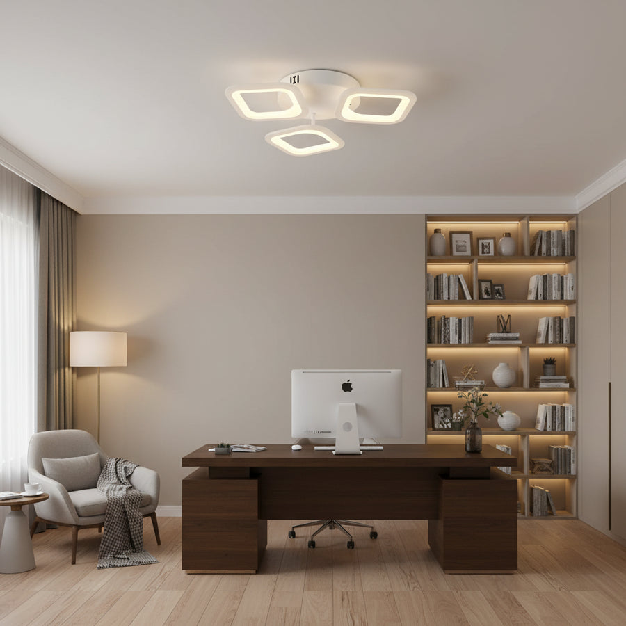 LED Chandelier ERIKA 20W, 3 Squares, Neutral Light 4000k, White, Metal and Acrylic Applied LED Chandeliers Default Title Alessandro Design
