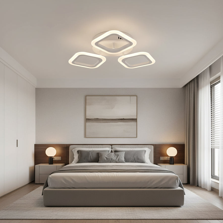LED Chandelier ERIKA 20W, 3 Squares, Neutral Light 4000k, White, Metal and Acrylic Applied LED Chandeliers Default Title Alessandro Design