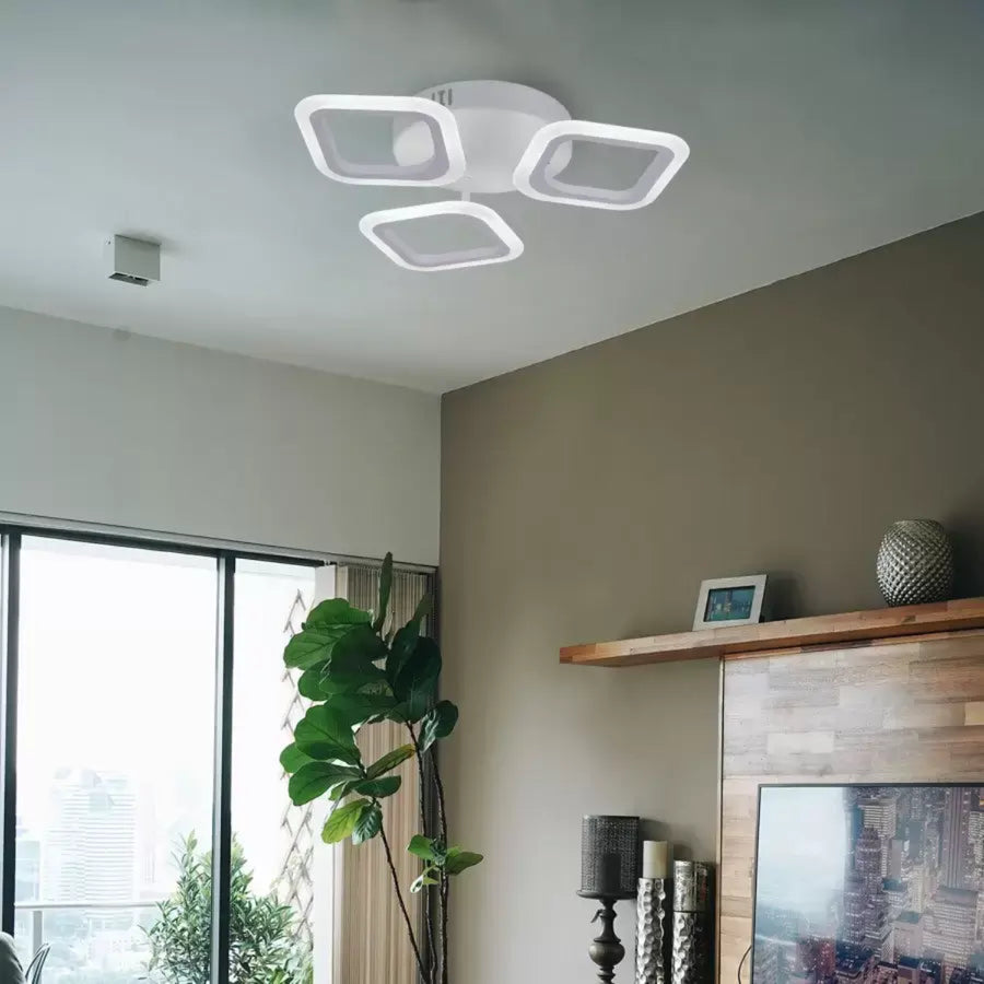 LED Chandelier ERIKA 20W, 3 Squares, Neutral Light 4000k, White, Metal and Acrylic Applied LED Chandeliers Default Title Alessandro Design