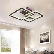 LED chandelier with remote control and crystal BLAKELY RGB 166W, 3 Squares, Cold/Warm/Neutral light, Dimmable, Black Crystal LED Chandeliers Default Title Alessandro Design