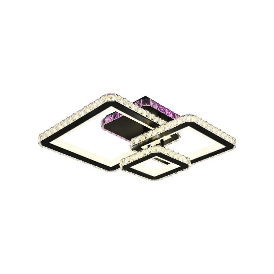 LED chandelier with remote control and crystal BLAKELY RGB 166W, 3 Squares, Cold/Warm/Neutral light, Dimmable, Black Crystal LED Chandeliers Default Title Alessandro Design