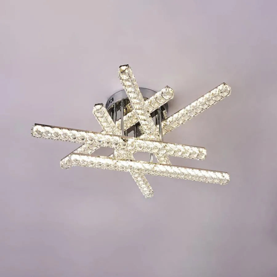 LED chandelier with remote control and crystal GRACIANA 168W, Linear, Cold/Warm/Neutral light, Dimmable, Shiny Chrome Crystal LED Chandeliers Default Title Alessandro Design