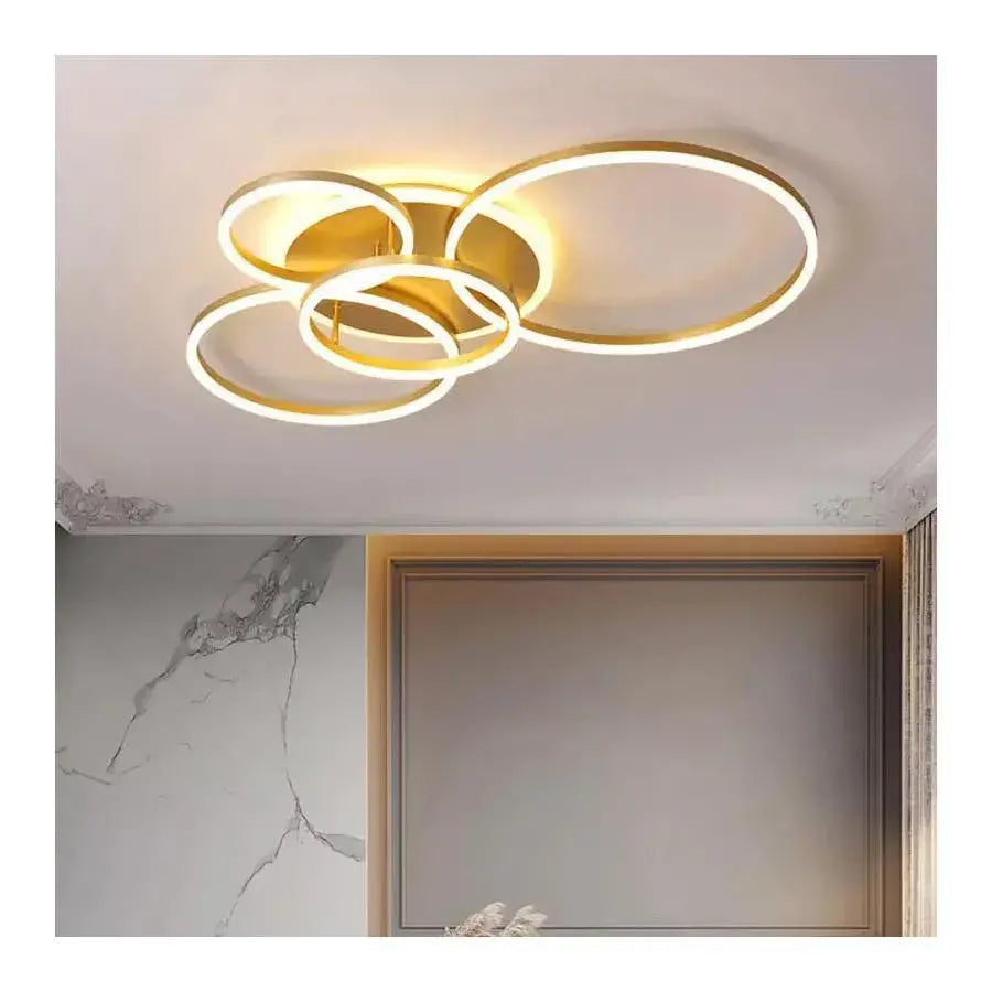 LED Chandelier with remote control LYRA 220W, 4 Circles, Cold/Warm/Neutral light, Dimmable, Brushed Gold LED Chandeliers with Remote Control Default Title Alessandro Design