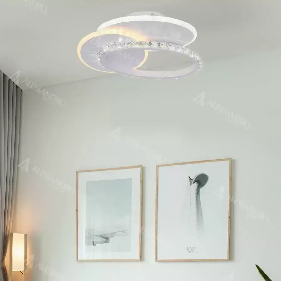 LED ceiling light with crystal HOLLANCE 24W, 3 Elements, Cold/Warm/Neutral light, White