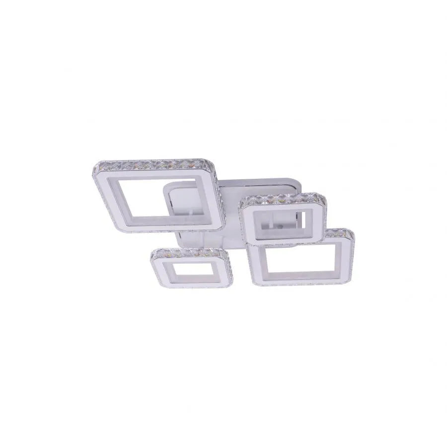 LED chandelier with remote control and QUADRIS RGB crystal, 96W, 4 Squares, Cold/Warm/Neutral light, Dimmable, White LED chandelier with remote control Default Title Alessandro Design