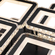 LED chandelier with remote control and crystal QUADRIS RGB 177W, 6 Squares, Cold/Warm/Neutral light 3000K/4000K/6000K, Dimmable, Black, Metal and Crystal LED Chandeliers with Remote Control Default Title Alessandro Design