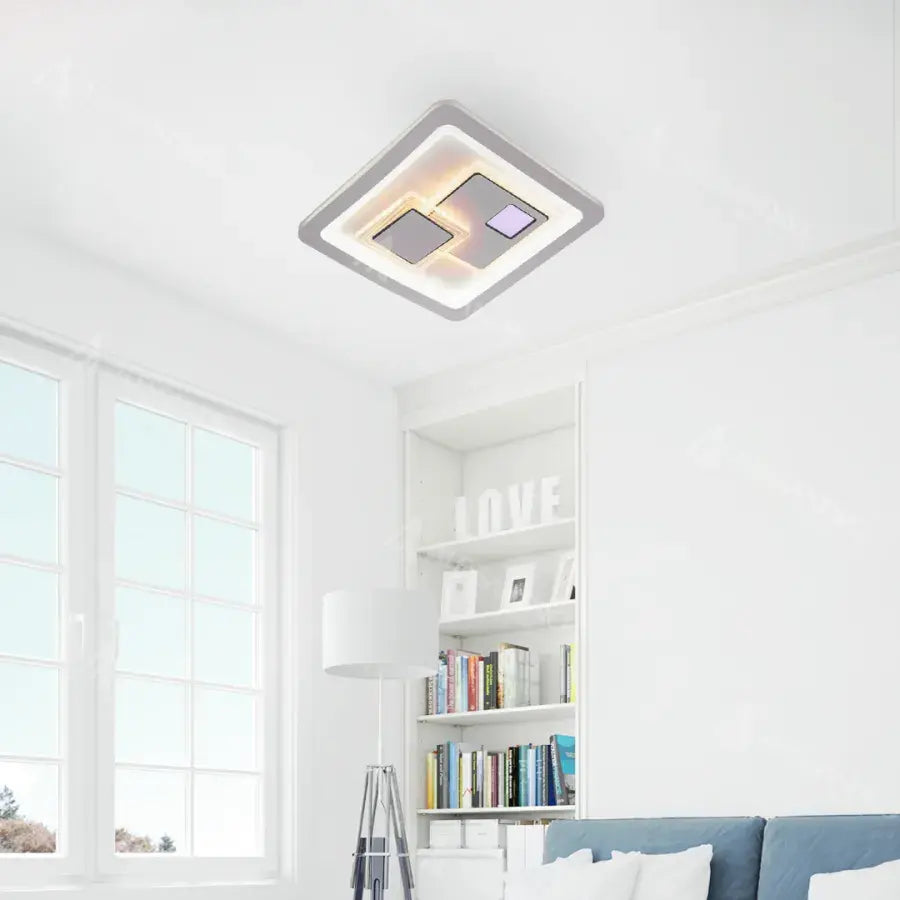 LED Chandelier KEREN 33W, Square, Cold/Warm/Neutral light 3000K/4000K/6000K, White, Metal and Acrylic LED Chandeliers Default Title Alessandro Design
