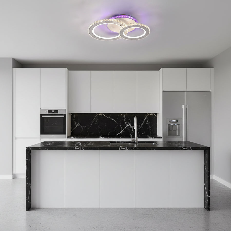 LED chandelier with remote control and crystal NOVA ROTONDA RGB 42W, 2 Circles, Cold/Warm/Neutral light, Dimmable, White LED chandelier with remote control Default Title Alessandro Design