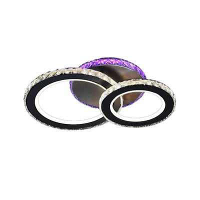 LED chandelier with remote control and crystal MEILI ZAFINA RGB 106W, 2 Circles, Cold/Warm/Neutral light, Dimmable, Black