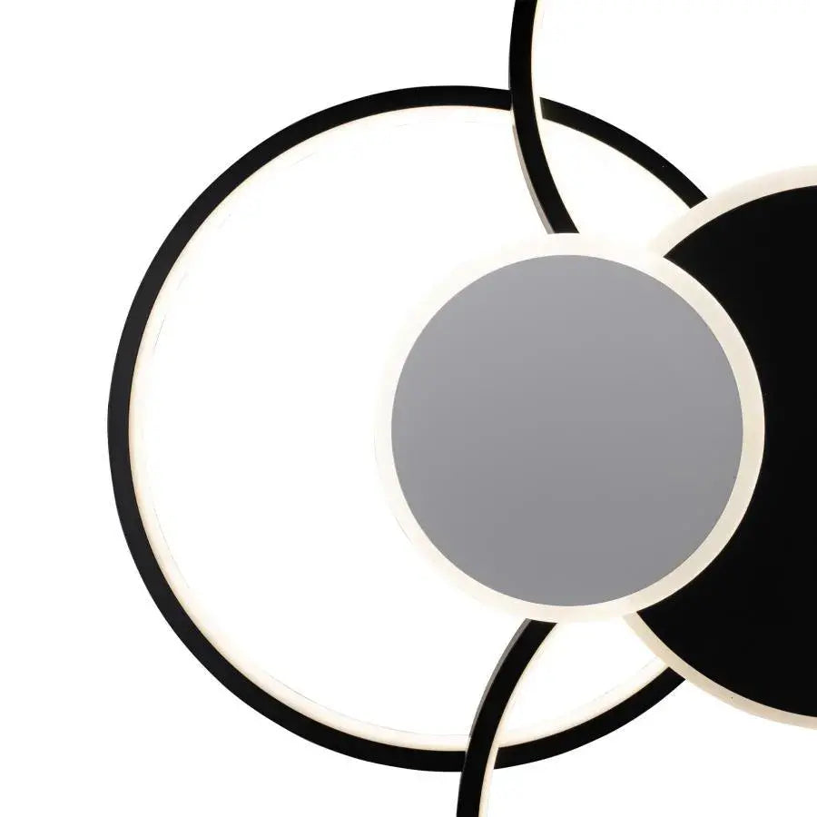 LED Chandelier with Remote Control, KILLIAN, 74W, 6 Circles, Cold/Warm/Neutral Light 3000K/4000K/6000K, Dimmable, Black and White, Metal and Acrylic LED Chandeliers with Remote Control Default Title Alessandro Design