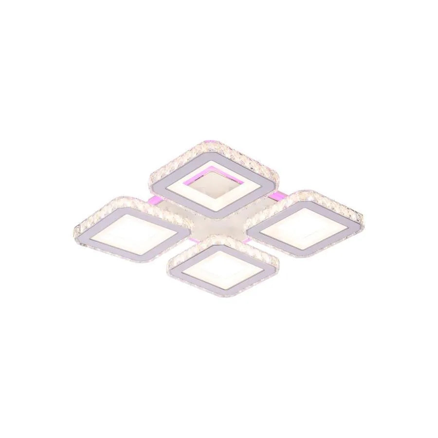LED chandelier with remote control and crystal LEILA RGB 69W, 4 Squares, Cold/Warm/Neutral light, Dimmable, White LED chandelier with remote control Default Title Alessandro Design
