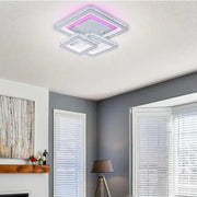 LED chandelier with remote control and crystal LEILA 87W, 3 Squares, Cold/Warm/Neutral light, Dimmable, White LED chandelier with remote control Default Title Alessandro Design