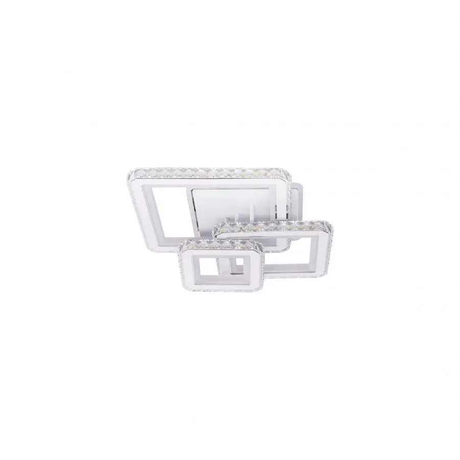 LED chandelier with remote control and crystal LEILA 87W, 3 Squares, Cold/Warm/Neutral light, Dimmable, White LED chandelier with remote control Default Title Alessandro Design