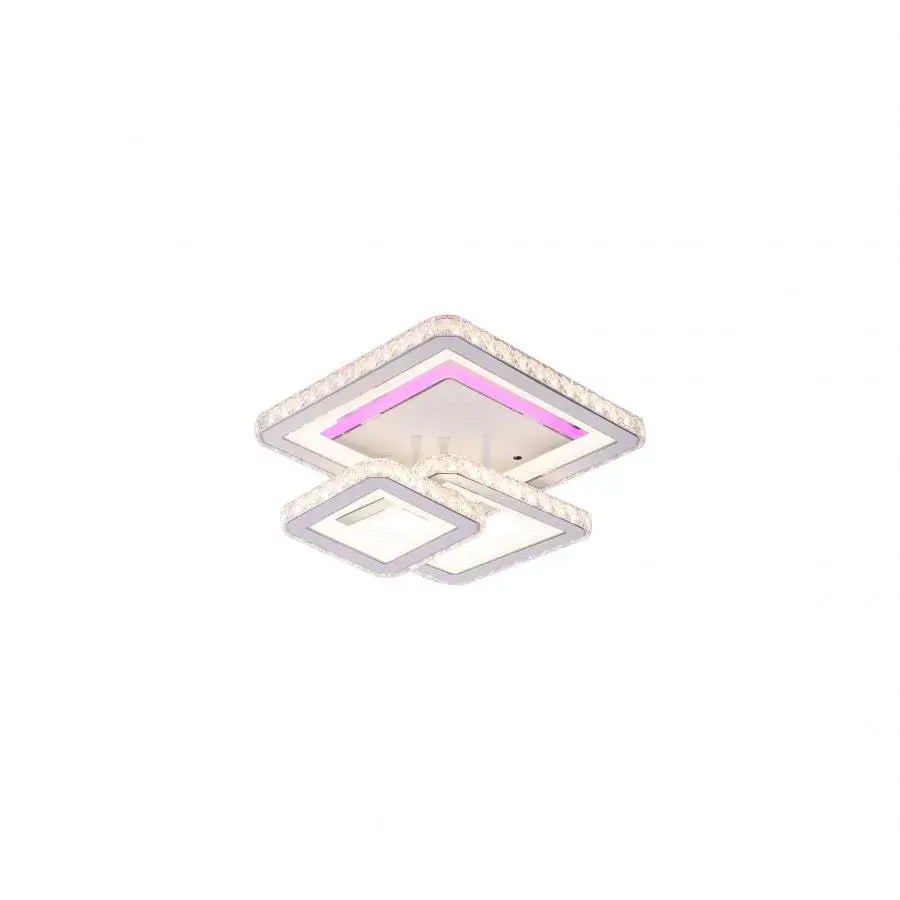 LED chandelier with remote control and crystal LEILA 87W, 3 Squares, Cold/Warm/Neutral light, Dimmable, White LED chandelier with remote control Default Title Alessandro Design