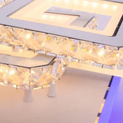 LED chandelier with remote control and crystal LEILA 87W, 3 Squares, Cold/Warm/Neutral light, Dimmable, White LED chandelier with remote control Default Title Alessandro Design
