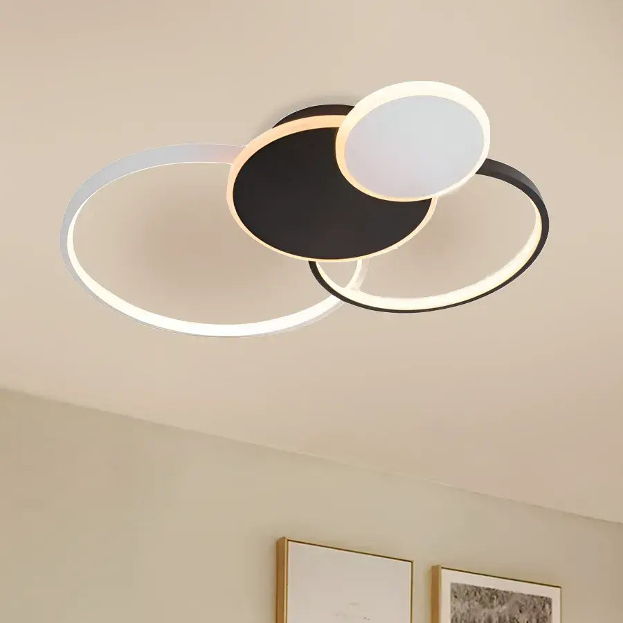 LED Chandelier with remote control KILLIAN 80W, 4 Circles, Cold/Warm/Neutral light, Dimmable, Black White LED Chandeliers with Remote Control Default Title Alessandro Design