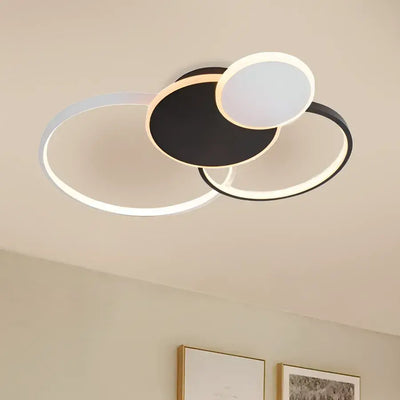 Libra LED Chandelier with Remote Control, 120W, White with Black, Acrylic, Dimmable