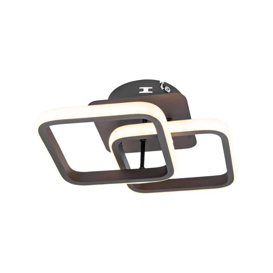 LED chandelier LILIA 24W, 2 Squares, Cold/Warm/Neutral light, Brown