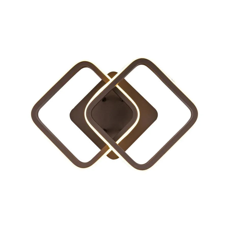 LED chandelier LILIA 24W, 2 Squares, Cold/Warm/Neutral light, Brown