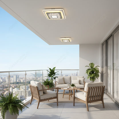 Crystal LED chandelier MITA 39W, 20x20cm, Square, Cool/Warm/Neutral Light, White LED Chandeliers Default Title Alessandro Design