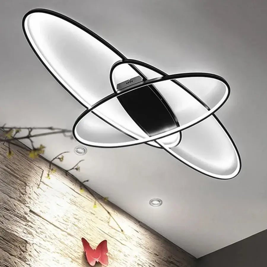 LED chandelier with remote control ORBITA 74W, 3 Elements, Oval, Cold/Warm/Neutral light, Dimmable, Black LED chandeliers with remote control Default Title Alessandro Design
