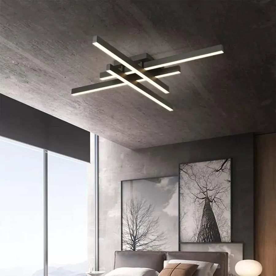 LED Chandelier with remote control MORA 80W, 4 Elements, Linear, Cold/Warm/Neutral light, Dimmable, Black LED Chandeliers with Remote Control Default Title Alessandro Design