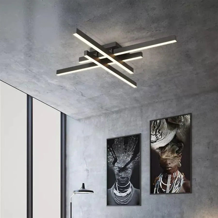 LED Chandelier with remote control MORA 80W, 4 Elements, Linear, Cold/Warm/Neutral light, Dimmable, Black LED Chandeliers with Remote Control Default Title Alessandro Design