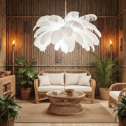 Minoss Modern Chandelier, 8W, Cold Light 6000K, Diameter 75 cm, Feathers, White Modern Chandeliers Default Title Alessandro Design