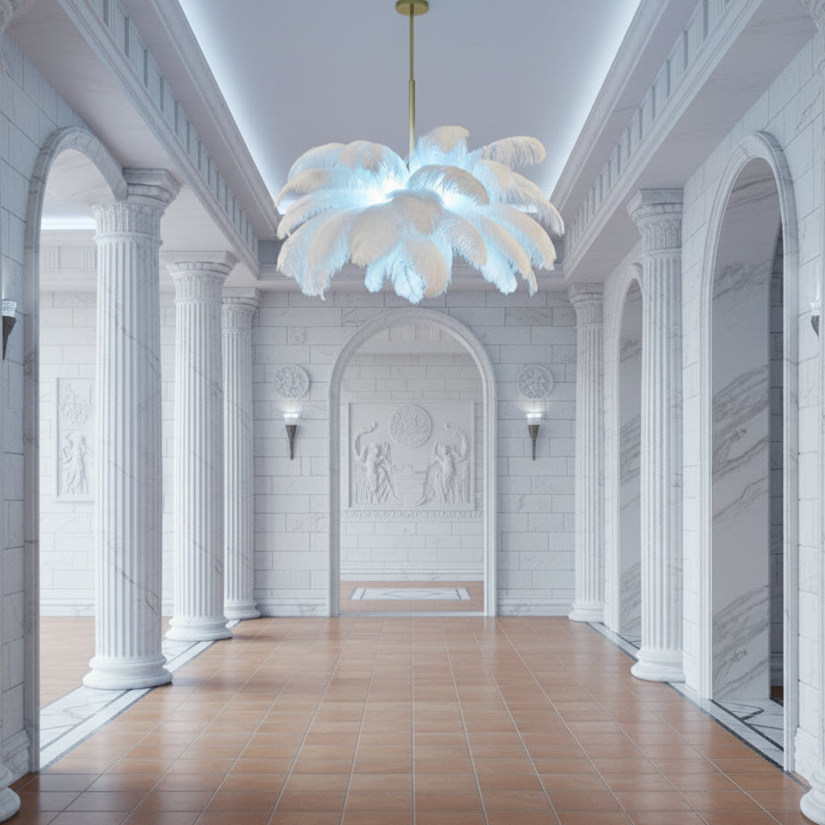 Minoss Modern Chandelier, 8W, Cold Light 6000K, Diameter 75 cm, Feathers, White Modern Chandeliers Default Title Alessandro Design